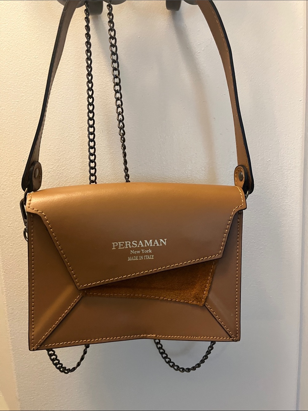 Persaman New York Cognac Leather Envelope Crossbody